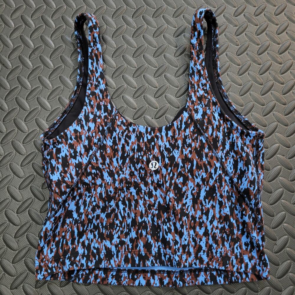 Lululemon Align Crop Tank Women's 4 Blue Abstract Print Built In Bra Yoga